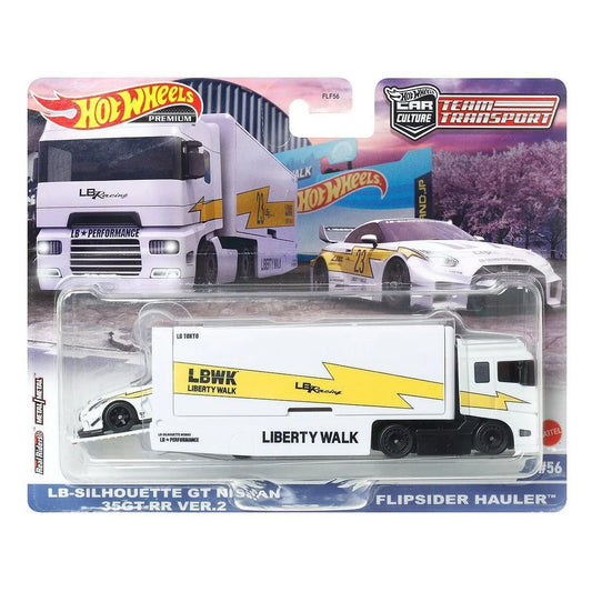 PRE-ORDER EXCLUSIVE Hotwheels Team Transport LB-Silhouette GT Nissan 35GT RR Ver.2 & Flipsider Hauler