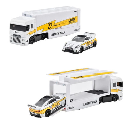 PRE-ORDER EXCLUSIVE Hotwheels Team Transport LB-Silhouette GT Nissan 35GT RR Ver.2 & Flipsider Hauler