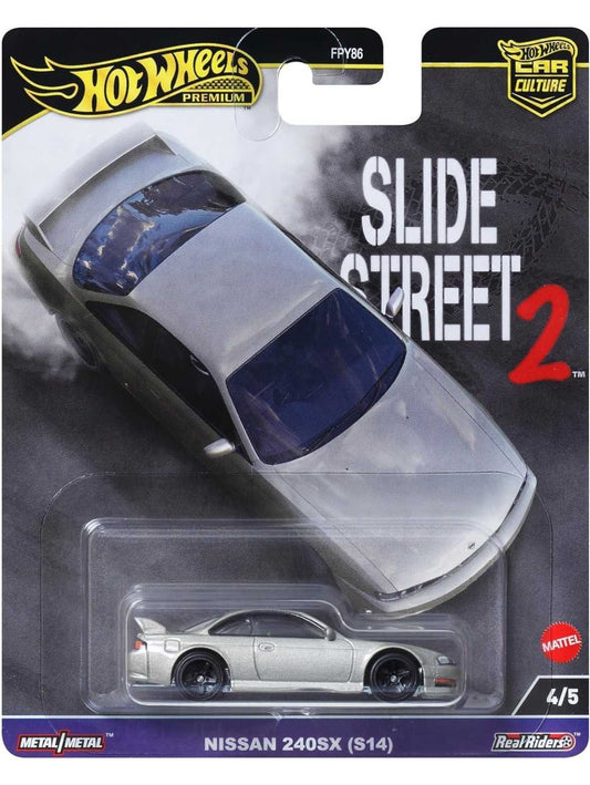 Hotwheels slide street Nissan 240sx (s14) Imported Premium 1:64