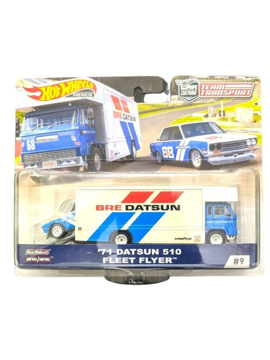 Exclusive Hotwheels Team Transport 71 Datsun 510 Fleet Flyer,1:64