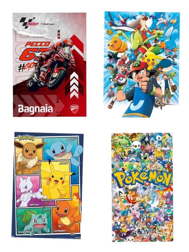 Pokemon poster and bike poster set of 4