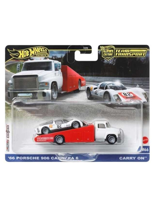 Hotwheels 66 porsche 906 carrera 6 imported team transport 1:64 scale blister damaged car is mint condition