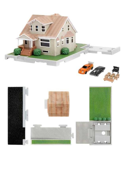 Jada Toys Fast &amp; Furious Nano Hollywood Rides Dom Toretto's House Display Diorama with Two 1.65" Die-cast Cars