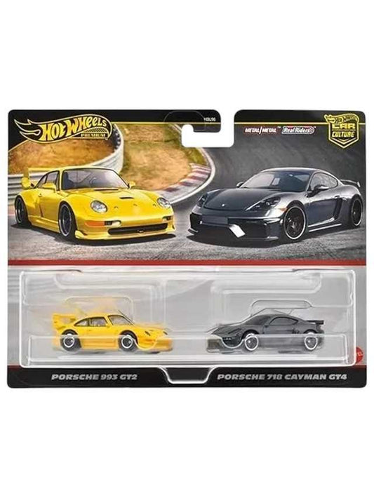 Hotwheels Porsche 993 gt2 and Porsche 718 cayman gt4 multipack imported collection 1:64 scale