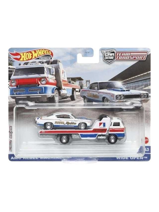 Exclusive hotwheels amc rebel machine wide open team transport