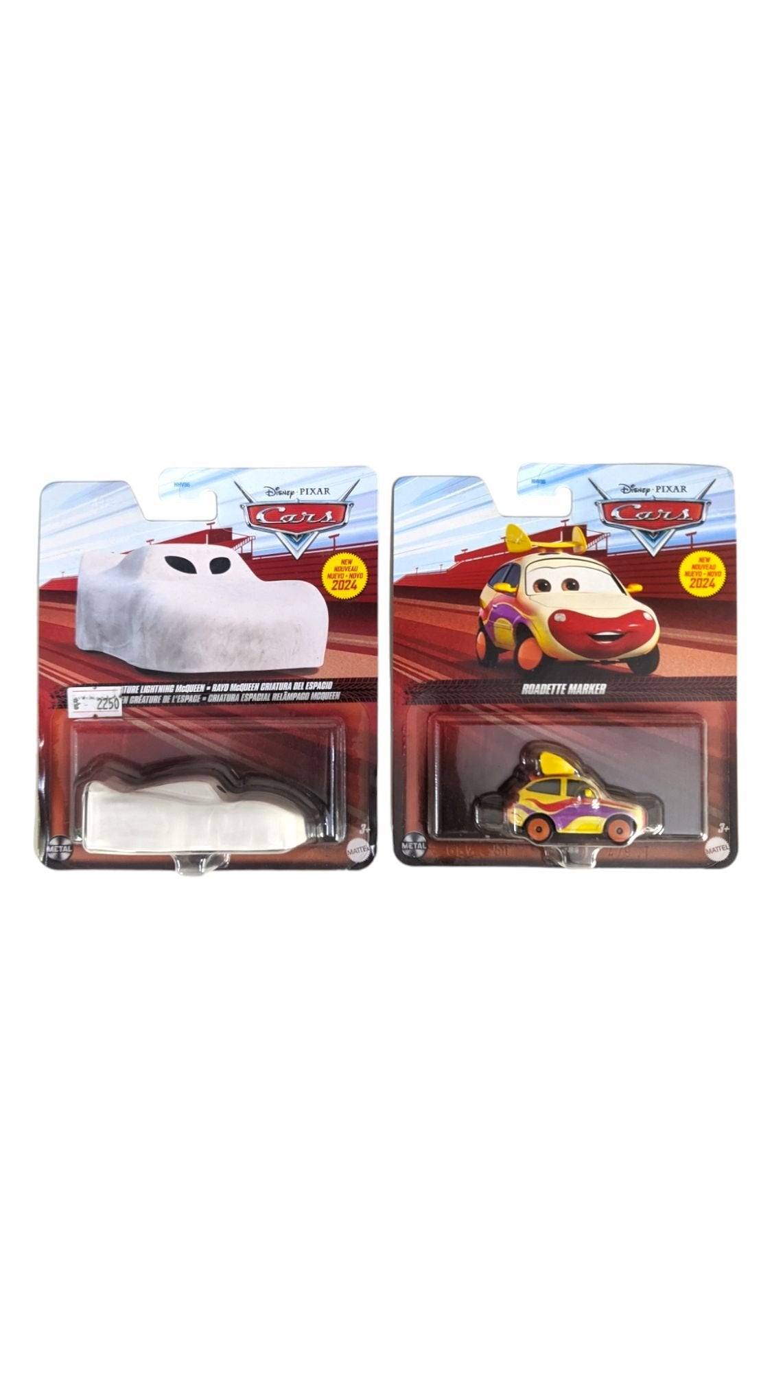 Disney pixar cars roadette marker &amp; space creature lightning mcqueen set of 2