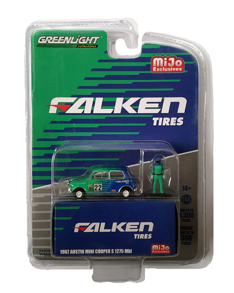 EXCLUSIVES Greenlight Collectibles Falken Tires 1967 Austin Mini Cooper S 1275 Mkl - Blue / Green