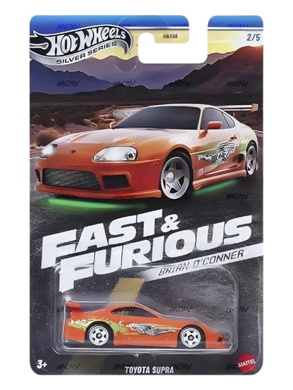 Hotwheels silver Series Fast and Furious brian o'conner cars set of 5 imported mainline card art 1:64 scale