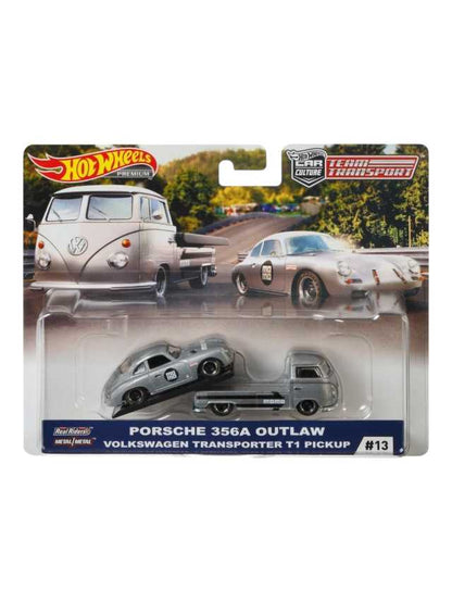 Hotwheels Porsche 356A outlaw Volkswagen transporter t1 pickup imported team transport 1:64 scale