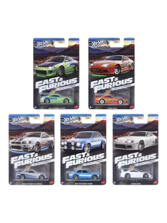 Hotwheels silver Series Fast and Furious brian o'conner cars set of 5 imported mainline card art 1:64 scale