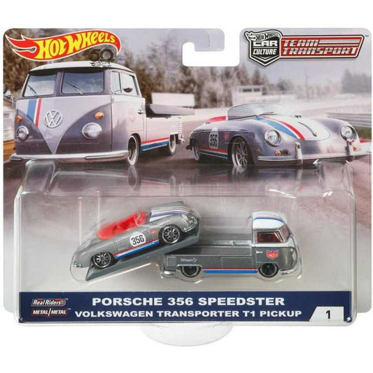 Hotwheels Porsche 356 speedster Volkswagen transporter t1 pickup imported team transport 1:64 scale