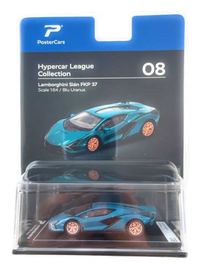 Poster cars Hyper League collection Lamborghini Sian FKP 37 scale 1:64/ Blu Uranus premium edition