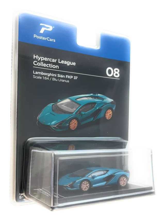 Poster cars Hyper League collection Lamborghini Sian FKP 37 scale 1:64/ Blu Uranus premium edition