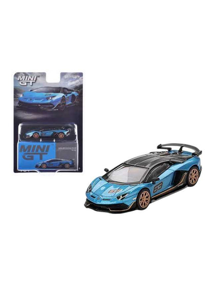 Mini GT Lamborghini Aventador svj 64 blu Aegir imported