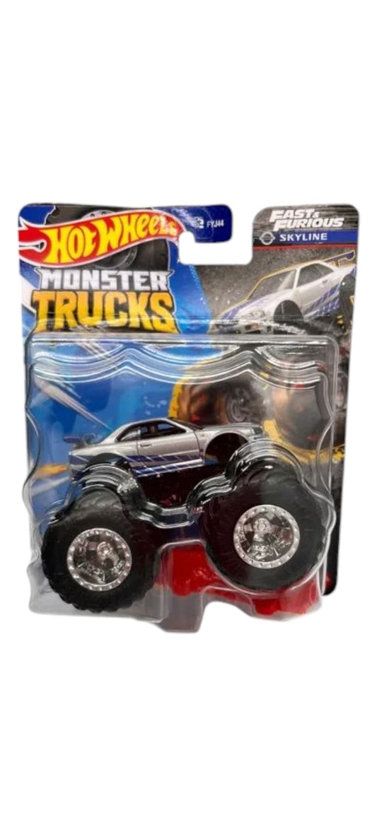 HotWheels Monster Trucks Fast & Furious Skyline. Includes crushed car